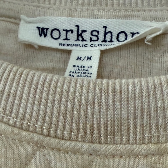 Workshop Republic Clothing Cream Quilted Crew Neck Sweater - Picture 2 of 6